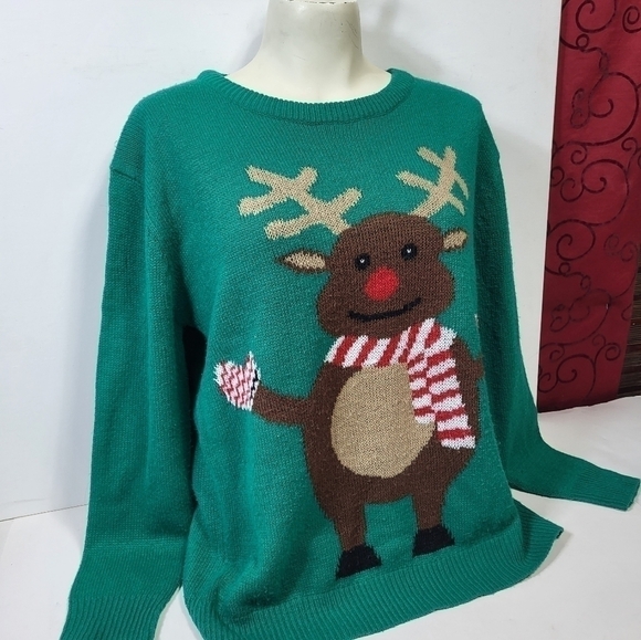 Christmas Green Rudolph Sweater - Picture 5 of 8